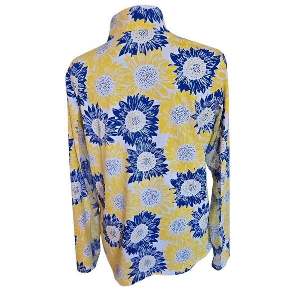IBKUL Womens Sunflower Print UPF50+ Long Sleeve Athletic Top Yellow Blue Large - Picture 4 of 12